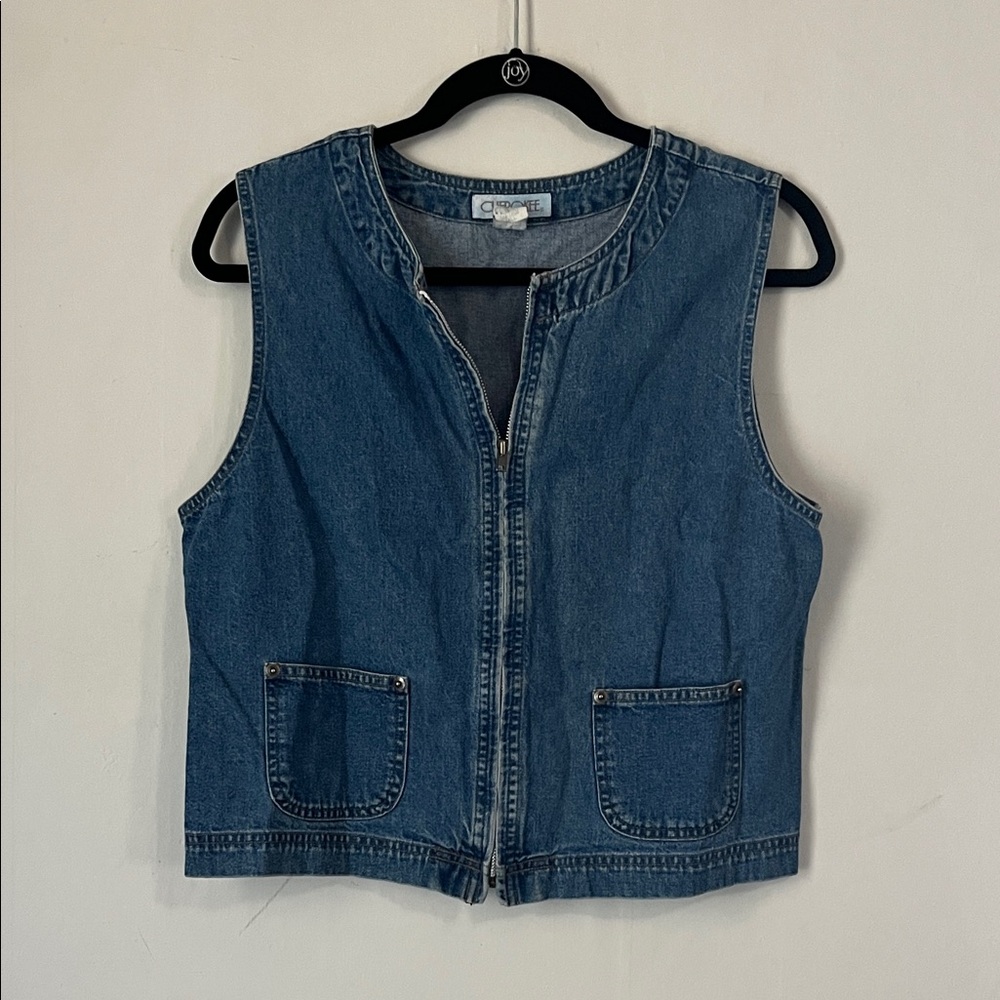 Denim Sleeveless Vest with Pockets vintage